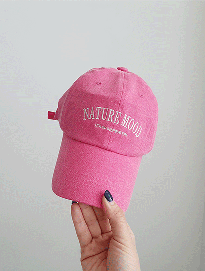 남녀공용 피그먼트 워싱 네이처 자수 레터링 볼캡 모자