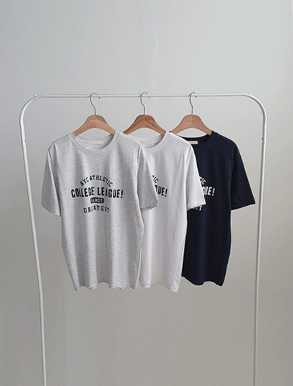 칼리지 레터링 루즈핏 반팔 티셔츠 국내제작